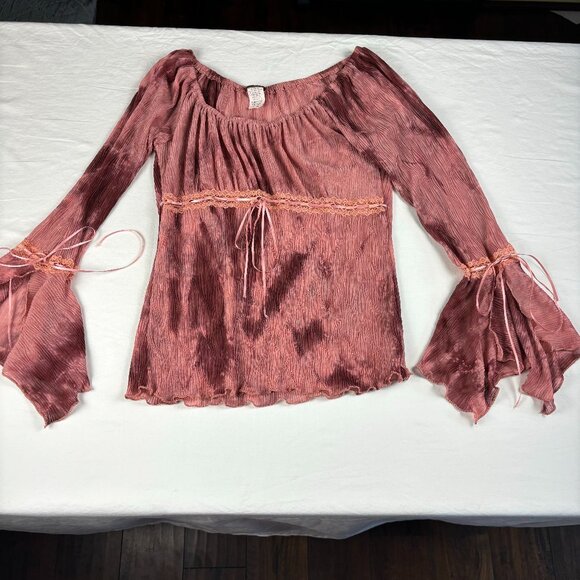 Toomi Pink Boho Bell Sleeve Top - Size M - Picture 1 of 11